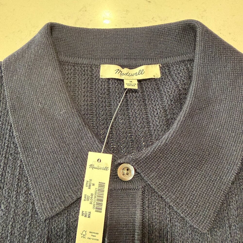 Madewell Tuck-Stitch Three-Button Sweater Polo Medium Relaxed Fit ***NWT